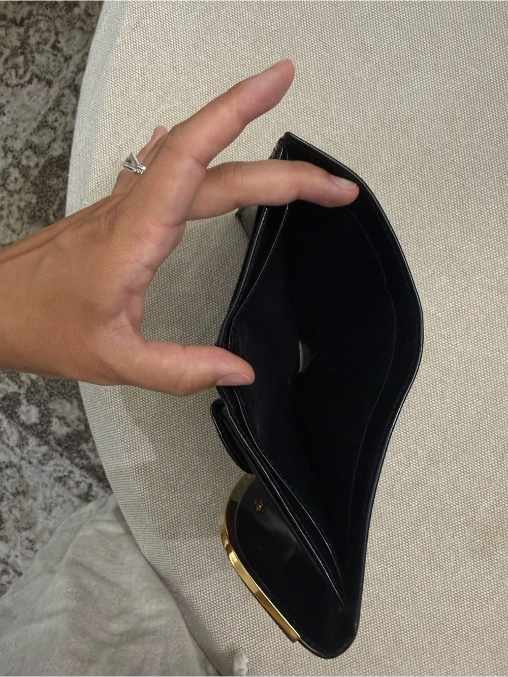 Gucci Black Leather Wallet with Gold Trim